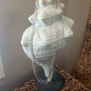 Dainty Silver Rhinestone Chain Necklace Approx 36”